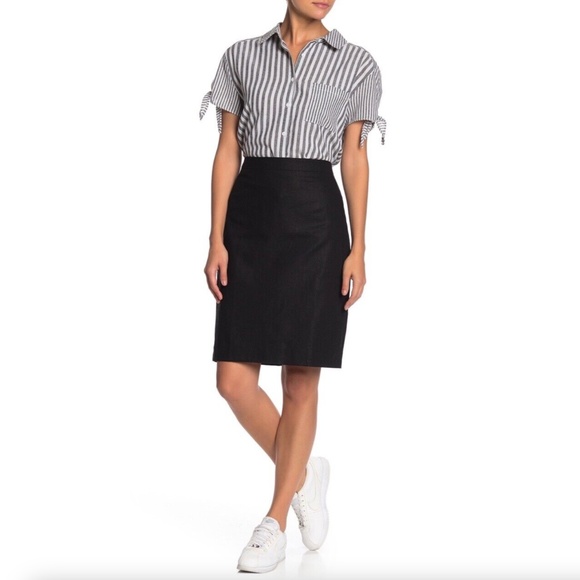 J. Crew Dresses & Skirts - J.Crew Womens Solid Midi Pencil Skirt In Black Size 4 Linen Cotton